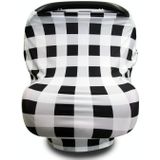 Multifunctional Enlarged Stroller Windshield Breastfeeding Towel Baby Seat Cover(Black and White Grid)