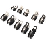 10 PCS Car Rubber Cushion Pipe Clamps Stainless Steel Clamps  Size: 5/4 inch (32mm)
