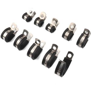 10 PCS Car Rubber Cushion Pipe Clamps Stainless Steel Clamps  Size: 5/4 inch (32mm)