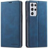 For Samsung Galaxy S21 Ultra 5G Forwenw Dream Series Oil Edge Strong Magnetism Horizontal Flip Leather Case with Holder & Card Slots & Wallet & Photo Frame(Blue)