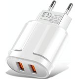 Dual USB Portable Travel Charger + 1 Meter USB to 8 Pin Data Cable  EU Plug(White)