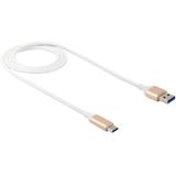 1m Round Wire USB 3.1 Type-c to USB 3.0 Data / Charger Cable  For Galaxy S8 & S8 + / LG G6 / Huawei P10 & P10 Plus / Xiaomi Mi 6 & Max 2 and other Smartphones (White + Gold)