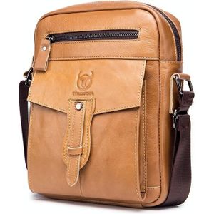 BUFF CAPTAIN 053 Men Leather Shoulder Messenger Bag First-Layer Cowhide Large Capacity Briefcase  Specification? Large (Yellow Brown)