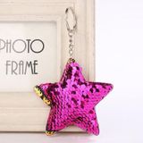 2 PCS Cute Chaveiro Star Keychain Glitter Pompom Sequins Key Chain Gifts for Women Llaveros Mujer Car Bag Accessories Key Ring(Colorful)