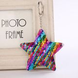 2 PCS Cute Chaveiro Star Keychain Glitter Pompom Sequins Key Chain Gifts for Women Llaveros Mujer Car Bag Accessories Key Ring(Colorful)