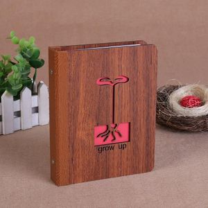 3 PCS 6-Inch 32 Sheets Wooden DIY Photo Album Creative Gift( Grow Up)