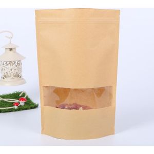 50 PCS Zipper Self Sealing Kraft Paper Bag with Window Stand Up for Gifts/Food/Candy/Tea/Party/Wedding Gifts  Bag Size:18x26+4cm(Transparent)