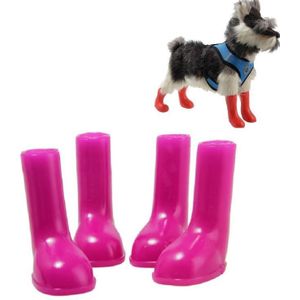 4 PCS/Set Pet Rain Boots Waterproof Non-slip Dog Shoes  Size:L(Purple)