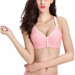 Cotton Nursing Bra Maternity Pregnancy Sports Nursing Breast Feeding Bras  Size:80C(Pink)