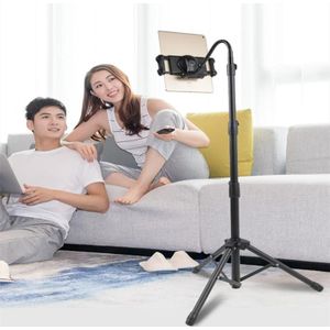 For Metal iPad Tripod Stand  Adjustable Gooseneck Tablet Floor Stand Holder  Heavy Duty Aluminum iPad Floor Stand for iPad Pro 12.9 11  Mini  Air  iPhone and 4.7 to 12.9 inches Tablets Cell Phones