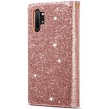 For Samsung Galaxy Note10 Multi-card Slots Starry Sky Laser Carving Glitter Zipper Horizontal Flip Leather Case with Holder & Wallet & Lanyard(Rose Gold)