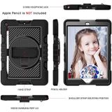 360 Degree Rotation Contrast Color Shockproof Silicone + PC Case with Holder & Hand Grip Strap & Shoulder Strap For iPad 10.2 2020 / 2019 (Black)