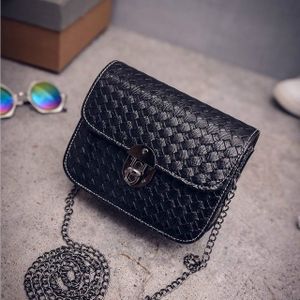 Chain Handbags Tide Small Square Package Women Shoulder Bag Messenger Bag(Black)