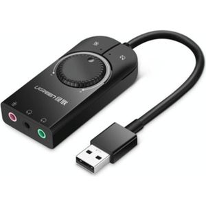 UGREEN CM109 USB naar 3-poorten 3 5 mm computer externe audio kaart met volume aanpassing wiel  lengte: 15cm