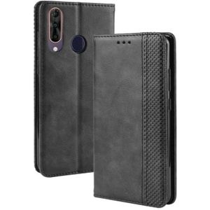 Magnetic Buckle Retro Crazy Horse Texture Horizontal Flip Leather Case for Wiko View3  with Holder & Card Slots & Photo Frame(Black)