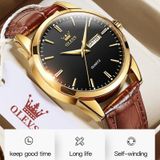 OLEVS 6898 Mannen Fashion Waterproof Dual Calendar Quartz Watch (Bruin Zwart)