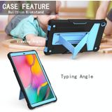 For Samsung Galaxy Tab A10.1 (2019) T510 T-shaped Bracket Contrast Color Shockproof PC + Silicone Flat Protective Case(Black+Blue)