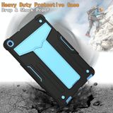 For Samsung Galaxy Tab A10.1 (2019) T510 T-shaped Bracket Contrast Color Shockproof PC + Silicone Flat Protective Case(Black+Blue)