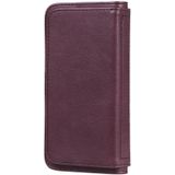 For iPhone 8 & 7 Multifunctional Magnetic Copper Buckle Horizontal Flip Solid Color Leather Case with 10 Card Slots & Wallet & Holder & Photo Frame(Wine Red)