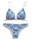 2 PCS Sexy Ladies Print Halter Push Up Thong Bikini Beach Wear  Size:S