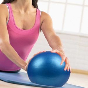 3 PCS Mini Yoga Pilates Ball Explosion-proof PVC Ball Balanced Fitness Gymnastic Exercise Training with Straw  Diameter: 25cm(Blue)