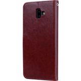 Rose Embossed Horizontal Flip PU Leather Case for Samsung Galaxy J6 Plus  with Holder & Card Slots & Wallet (Brown)