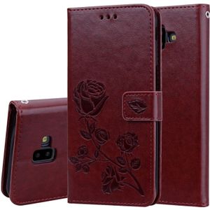 Rose Embossed Horizontal Flip PU Leather Case for Samsung Galaxy J6 Plus  with Holder & Card Slots & Wallet (Brown)