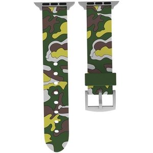 For Apple Watch Series 3 & 2 & 1 42mm Fashion Camouflage Pattern Silicone Watch Strap(Green)