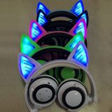 Foldable Wireless Bluetooth V4.2 Glowing Cat Ear Headphone Gaming Headset with LED Light & Mic  For iPhone  Galaxy  Huawei  Xiaomi  LG  HTC and Other Smart Phones(Black)