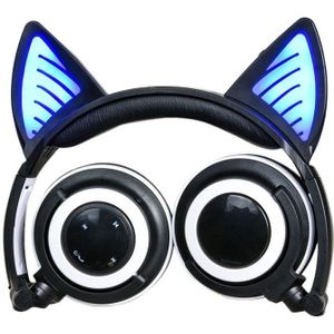 Foldable Wireless Bluetooth V4.2 Glowing Cat Ear Headphone Gaming Headset with LED Light & Mic  For iPhone  Galaxy  Huawei  Xiaomi  LG  HTC and Other Smart Phones(Black)