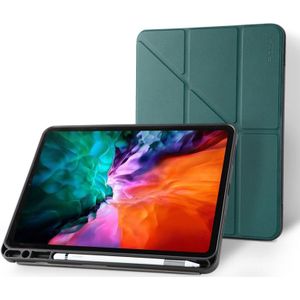 For iPad Pro 12.9 (2020) ROCK Touch Series PC + TPU Horizontal Flip Case with Holder & Pen Slot & Sleep / Wake-up Function(Dark Green)