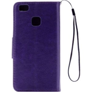 For Huawei  P9 Lite Butterflies Embossing Horizontal Flip Leather Case with Holder & Card Slots & Wallet & Lanyard(Purple)