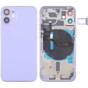 Battery Back Cover (with Side Keys & Card Tray & Power + Volume Flex Cable & Wireless Charging Module) for iPhone 12 Mini(Purple)