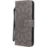 For Huawei P40 Pro Pressed Printing Sunflower Pattern Horizontal Flip PU Leather Case with Holder & Card Slots & Wallet & Lanyard(Grey)