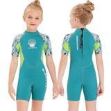 DIVE & SAIL M150656K Children Diving Suit 2.5mm One-piece Warm Swimsuit Short-sleeved Cold-proof Snorkeling Surfing Anti-jellyfish Suit  Size: M(Green)