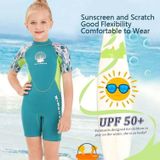 DIVE & SAIL M150656K Children Diving Suit 2.5mm One-piece Warm Swimsuit Short-sleeved Cold-proof Snorkeling Surfing Anti-jellyfish Suit  Size: M(Green)