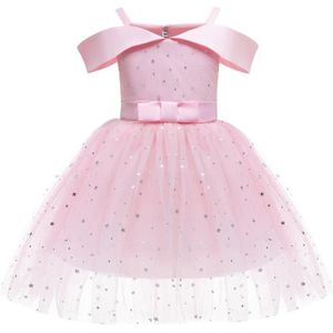 Girls One-shoulder Sequined Tutu Dress (Color:Pink Size:100)