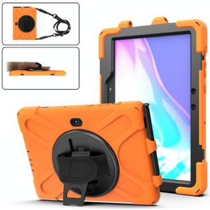 For Samsung Galaxy Tab Active Pro T540 / T545 Shockproof Colorful Silicone + PC Protective Case with Holder & Hand Grip Strap(Orange)