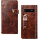 For Galaxy S10 Denior Oil Wax Cowhide DK Magnetic Button Horizontal Flip Leather Case with Holder & Card Slots & Wallet(Brown)