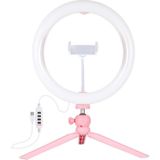 PULUZ 10.2 inch 26cm Light + Desktop Tripod Mount USB 3 Modes Dimmable Dual Color Temperature LED Curved Diffuse Light Ring Vlogging Selfie Photography Video Lights with Phone Clamp(Pink)