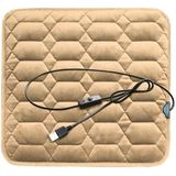 Car USB Seat Heater Cushion Warmer Cover Winter Heated Warm Mat  Style: Square (Beige)