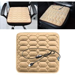 Car USB Seat Heater Cushion Warmer Cover Winter Heated Warm Mat  Style: Square (Beige)