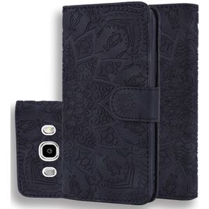 Calf Pattern Double Folding Design Embossed Leather Case with Wallet & Holder & Card Slots for Galaxy J5 (2016) / J510(Black)