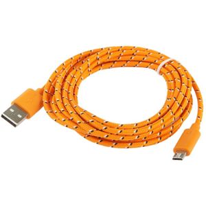 Nylon Netting Style Micro 5 Pin USB Data Transfer / Charge Cable for Galaxy S IV / i9500 / S III / i9300 / Note II / N7100 / Nokia / HTC / Blackberry / Sony  Length: 3m(Orange)