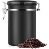 Coffee Container Stainless Steel Tea Storage Chests Black Kitchen Sotrage Canister Coffee Tea Caddies Teaware(Black)