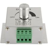 Aluminum Single Color Dimmer Switch LED Dimmer Controller for Strip Light DC12-24V  Output Current: 8A(Silver)