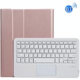 A11-A 2 in 1 Removable Bluetooth Keyboard + Protective Leather Case with Touchpad & Holder for iPad Pro 11 2021 / 2020 / 2018  iPad Air 2020(Rose Gold)