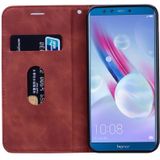 For Huawei Honor 9 Lite Frosted Business Magnetic Horizontal Flip PU Leather Case with Holder & Card Slot & Lanyard(Brown)