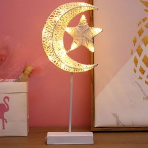 Star and Moon Rattan Romantic LED Holiday Light with Holder  Warm Fairy Decorative Lamp Night Light for Christmas  Wedding  Bedroom(Warm White)