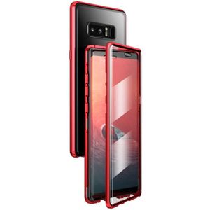 For Samsung Galaxy Note 8 Magnetic Metal Frame Double-sided Tempered Glass Case(Red)